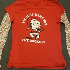 Red Junior's Plus Peanuts Christmas Shirt Snoopy